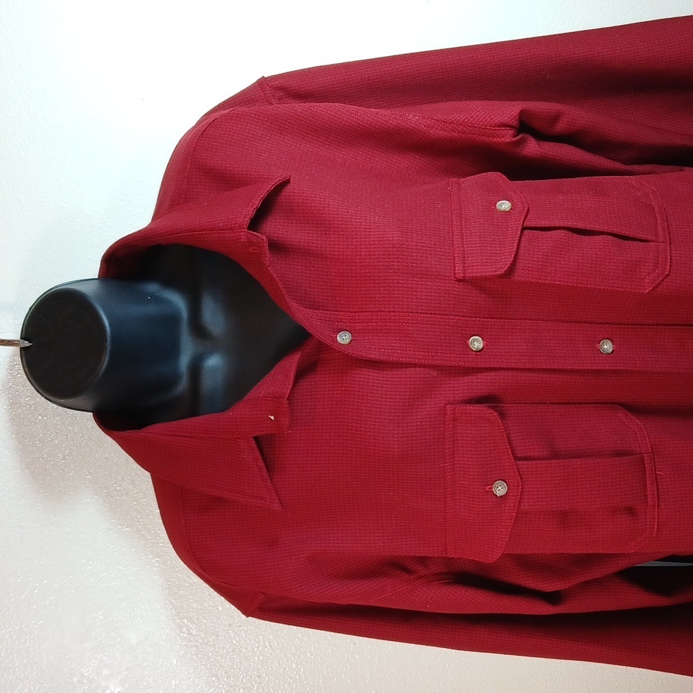 Filson Garment 100% Virgin Wool Shirt Red Men Large Shirt Button Up Down size XL - Picture 3 of 9